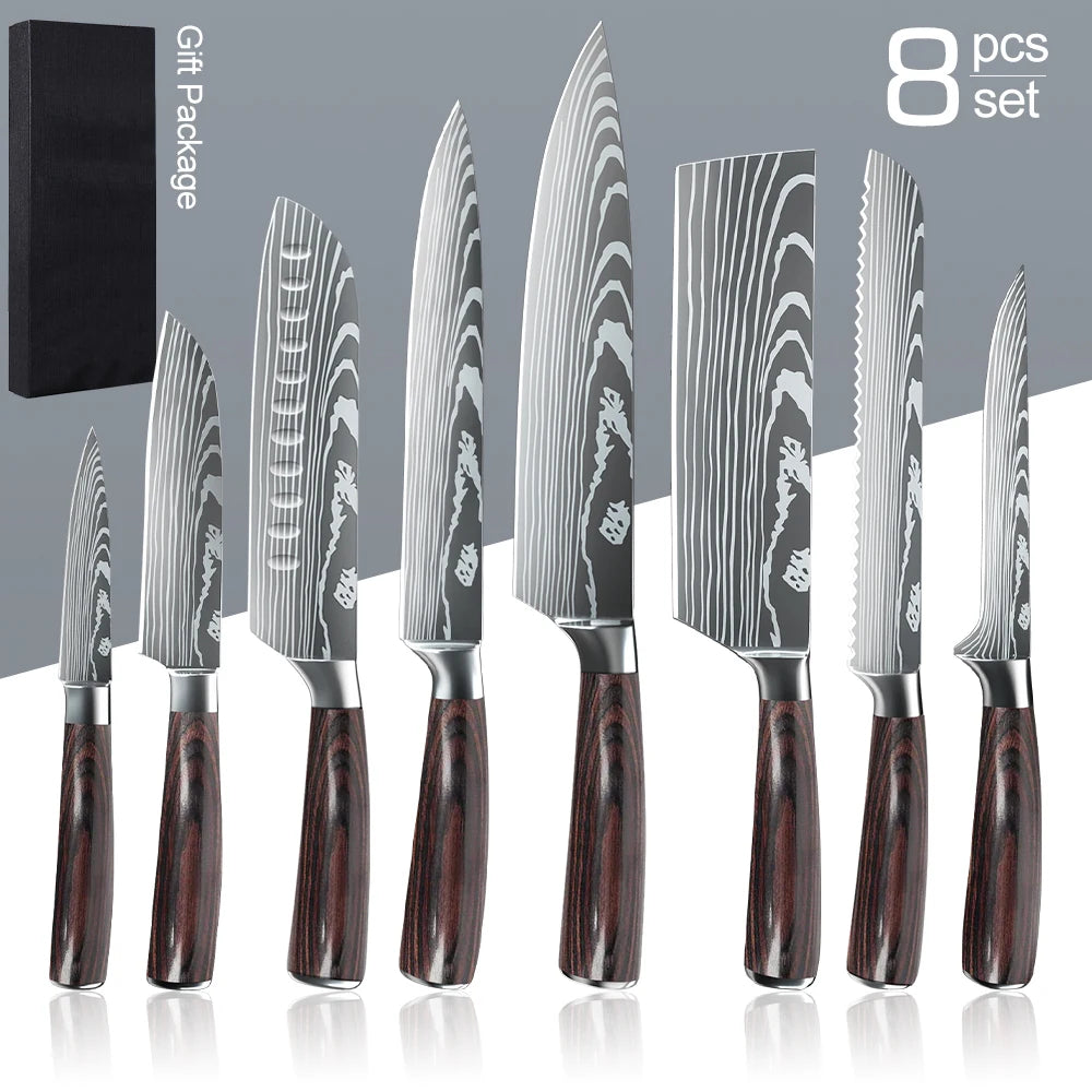 1-10PCS Chef knife Japanese Kitchen Knife Set
