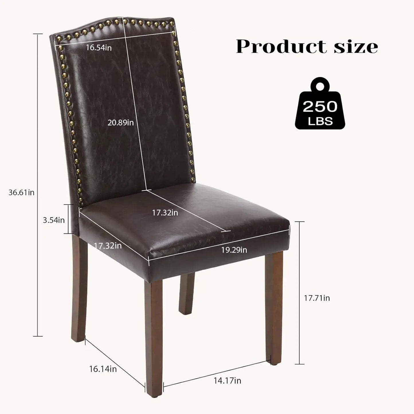 Set of 2, Dining Chairs, Upholstered Leather. Mid Century Modern.