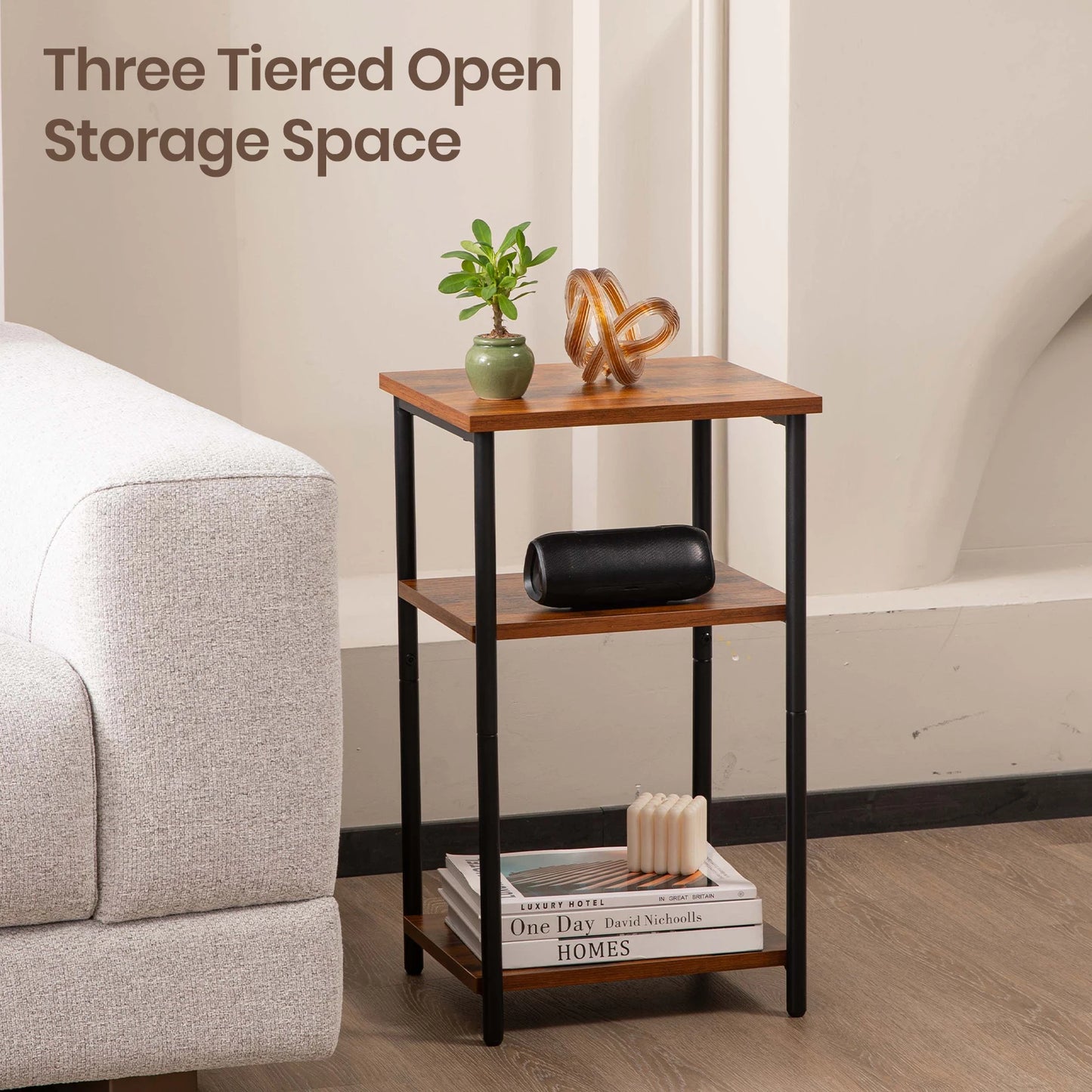 2/3-Tier End Table with Adjustable Feet