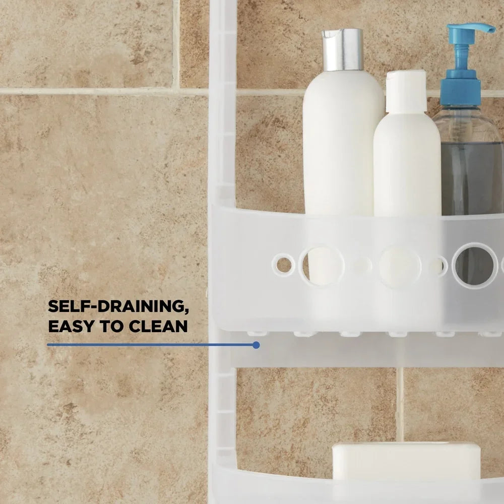 Heavy Duty Over Shower Caddy with 2 Shelves Deep Basket