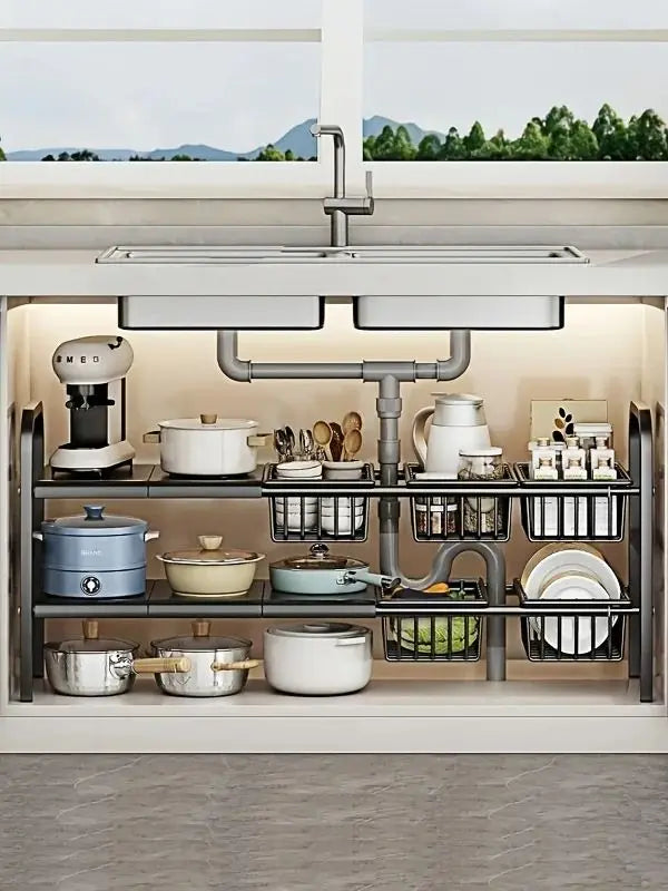 HOMEFISH 1pc 2-Tier Under Sink Organizers