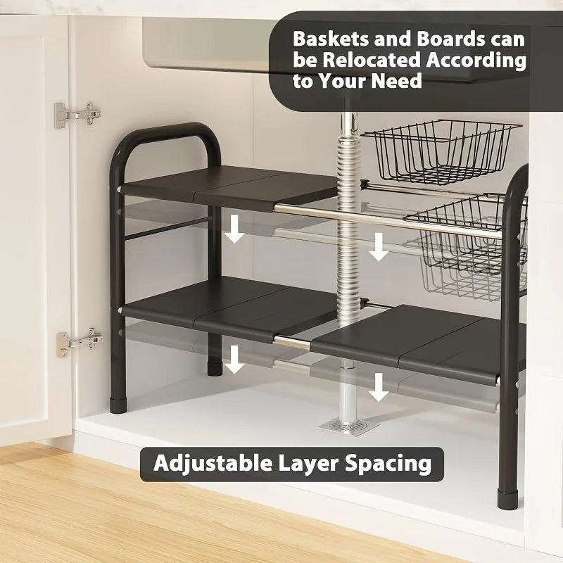 HOMEFISH 1pc 2-Tier Under Sink Organizers