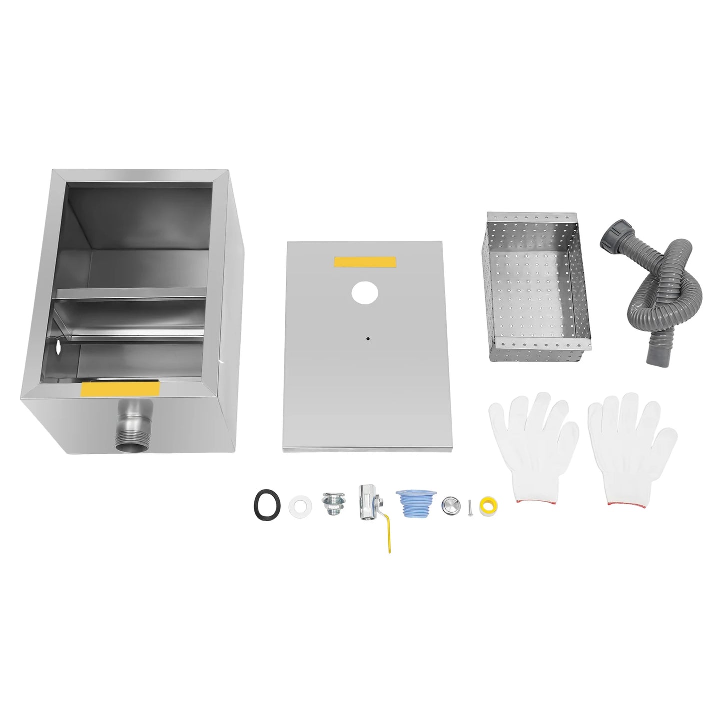 20L Commercial Grease Trap, Stainless Steel Grease Interceptor w/Automatic Shut-off