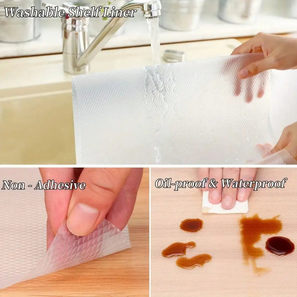 1 Roll 300cm/118inch Waterproof Non-Slip Plastic Shelf Liner Roll