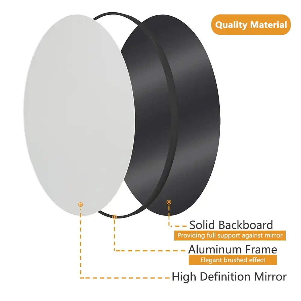 20" Black, Wall Mirror Round Vanity, Bathroom, Bedroom
