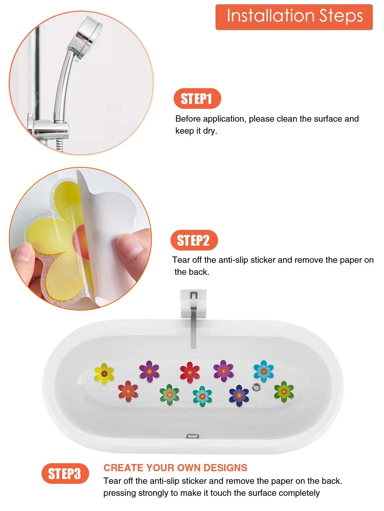10pcs Cartoon Pattern Bathroom Bathtub Non-Slip Stickers