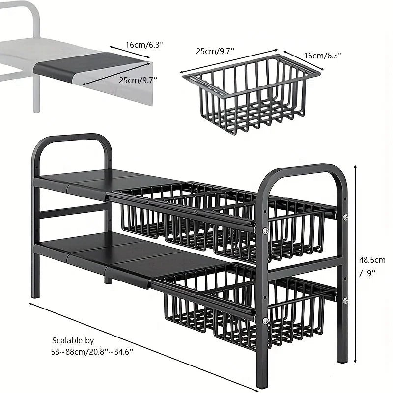 HOMEFISH 1pc 2-Tier Under Sink Organizers