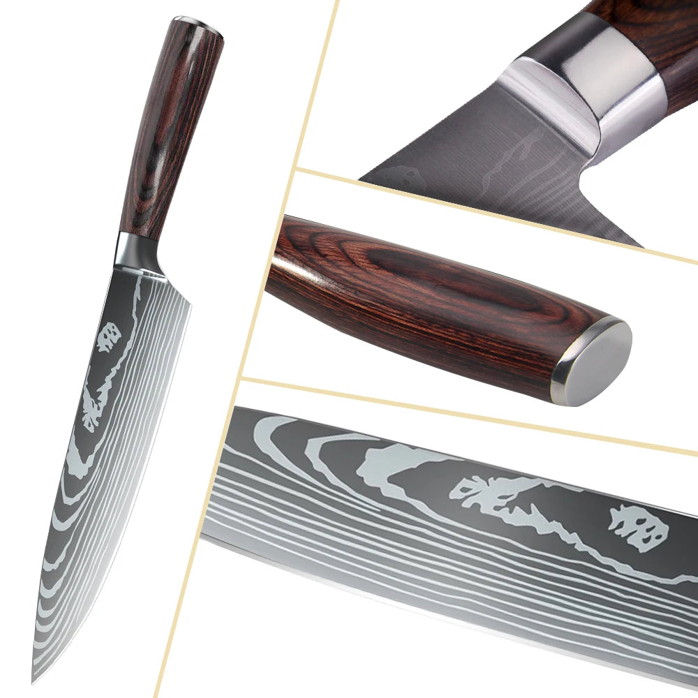 1-10PCS Chef knife Japanese Kitchen Knife Set