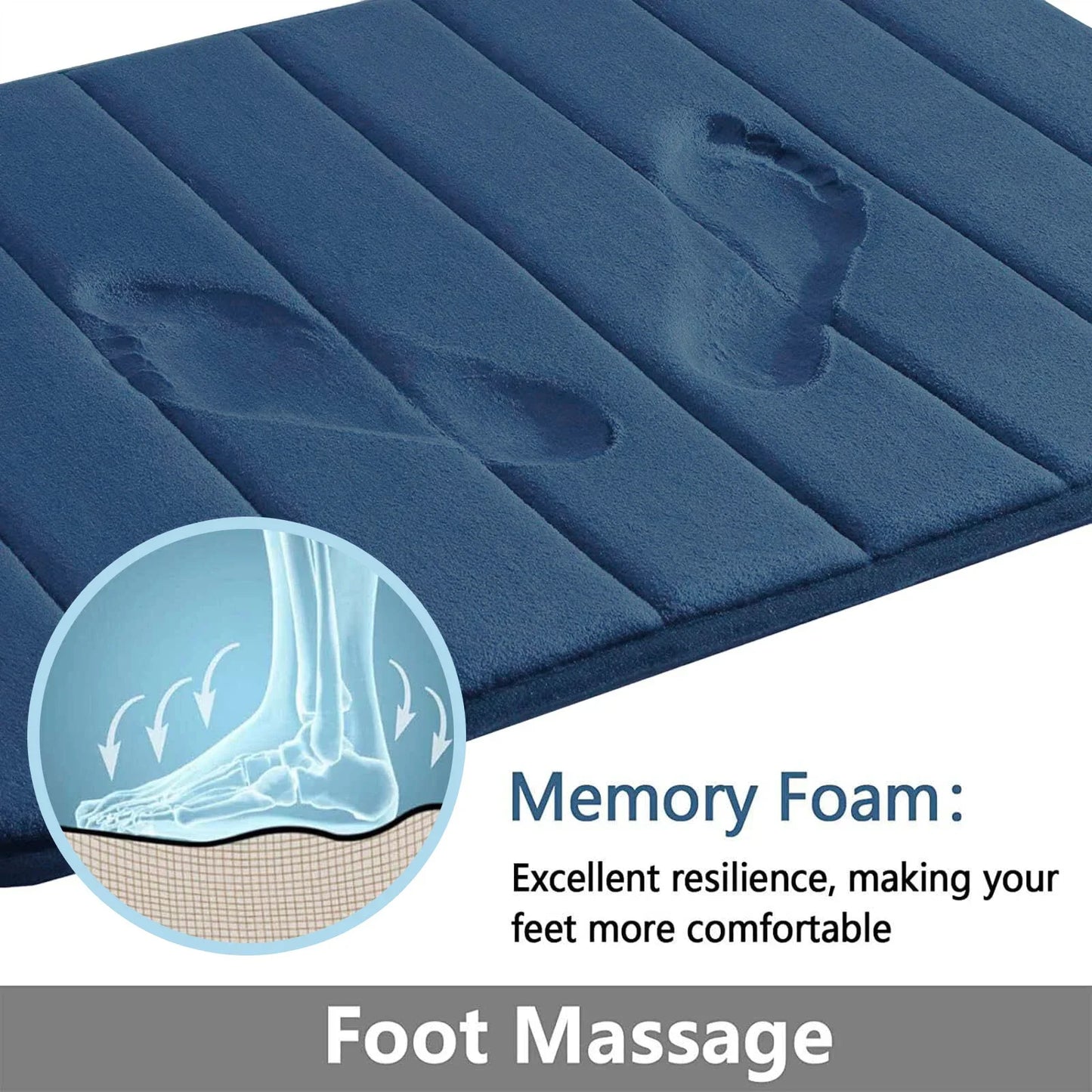 Super Absorbent Bath Mat Memory Foam Carpet Non-slip Bathroom Rug