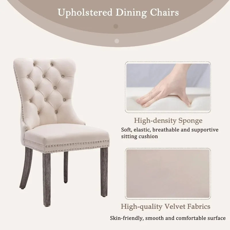 Set of 4, KCC Velvet Dining Chairs, Upholstered High-end Tufted Dining Room Chair