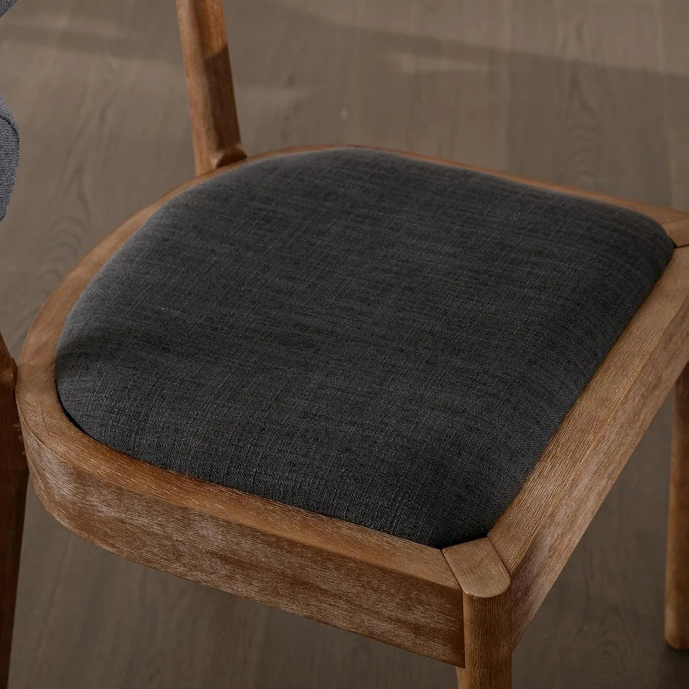 Wood Dining Chairs Set of 4, Mid Century Modern Living Room with Unique Curved Open Back