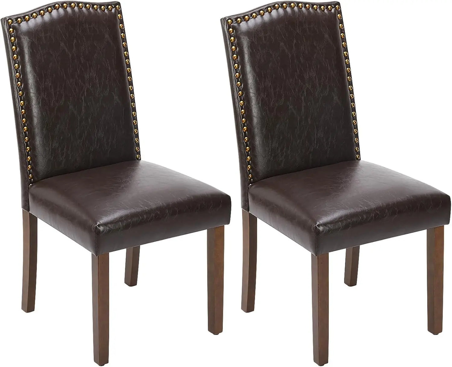 Set of 2, Dining Chairs, Upholstered Leather. Mid Century Modern.