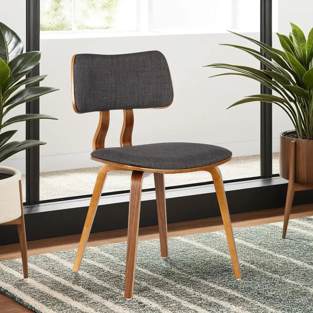Jaguar Dining Chair in Charcoal Fabric and Walnut Wood Finish