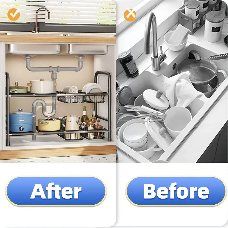 HOMEFISH 1pc 2-Tier Under Sink Organizers