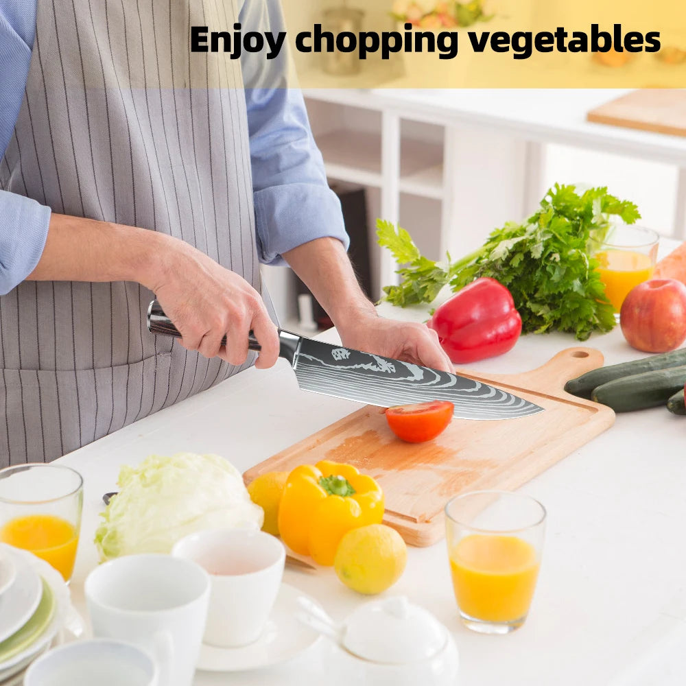 1-10PCS Chef knife Japanese Kitchen Knife Set