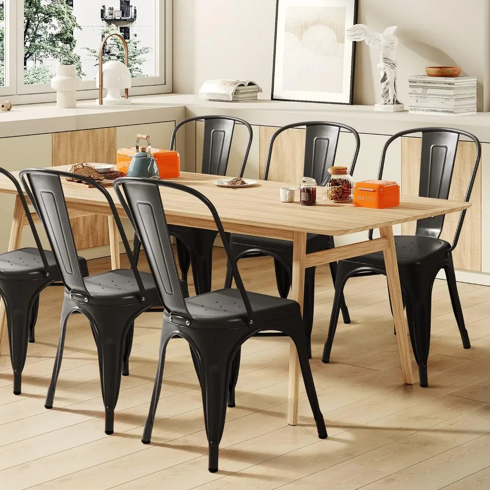 Set of 4, Metal Stackable Dining Chair, Indoor - Outdoor Use