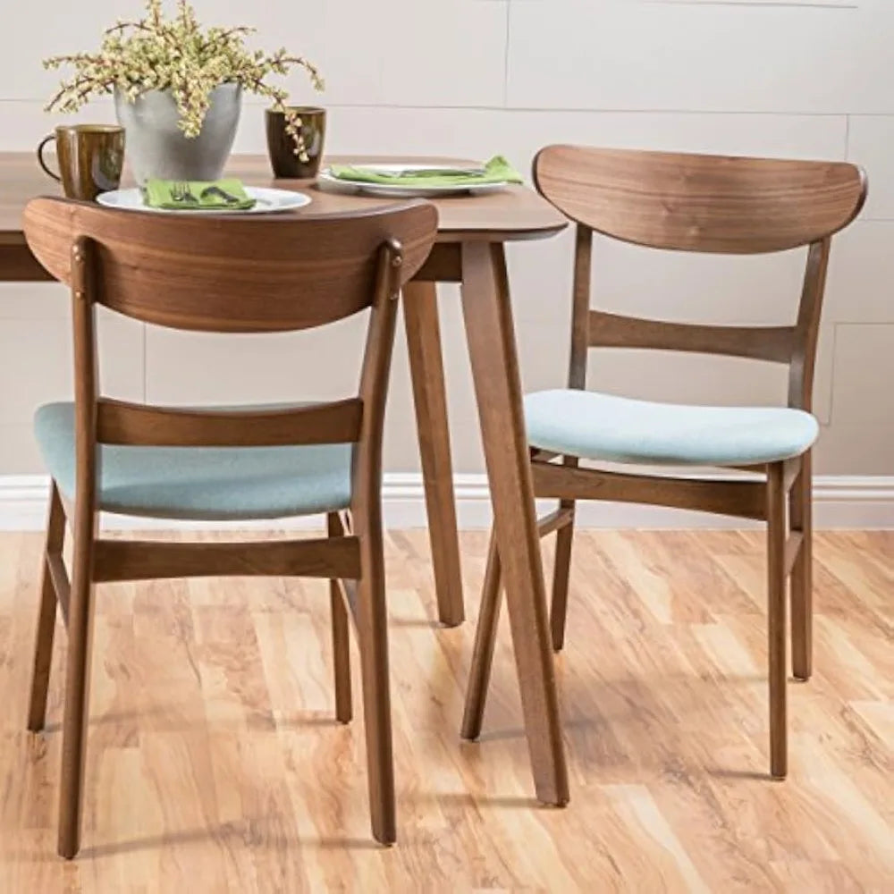 Idalia Dining Chairs, 2-Pcs Set, Mint / Walnut Finish