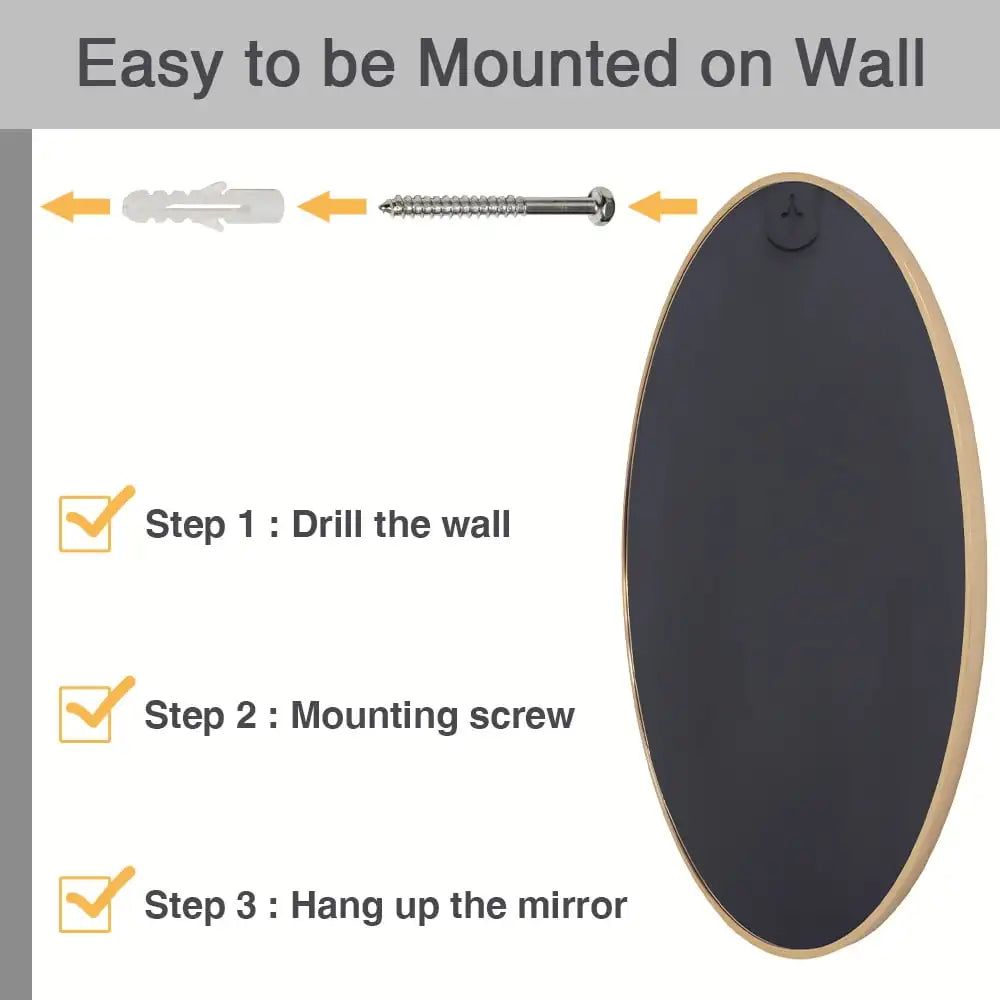 20" Black, Wall Mirror Round Vanity, Bathroom, Bedroom
