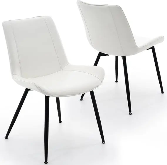 Dining Chairs Set of 2, PU Leather Modern Armless Kitchen Dining Room Chairs, Upholstered Accent Side Chairs with Metal Legs