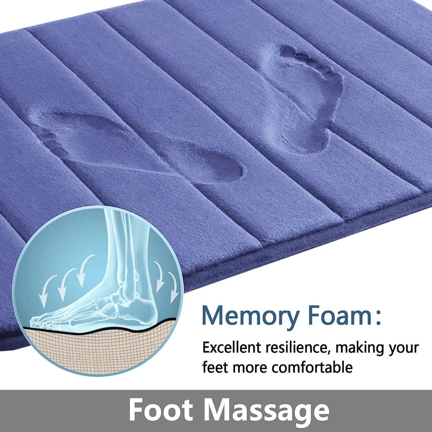Super Absorbent Bath Mat Memory Foam Carpet Non-slip Bathroom Rug