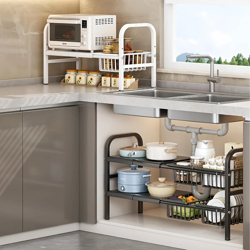 HOMEFISH 1pc 2-Tier Under Sink Organizers