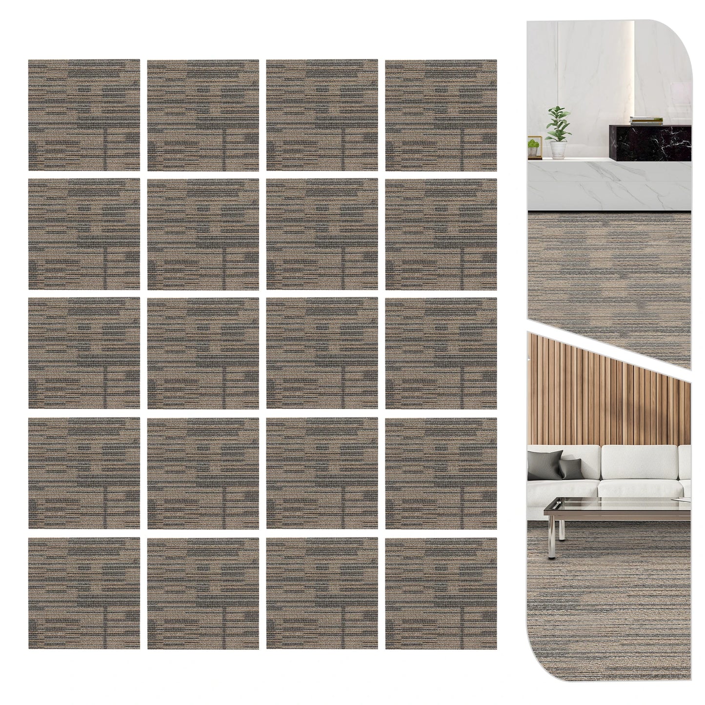 20Pcs Square Carpets, 20x20", Soft Padded Tile, Washable