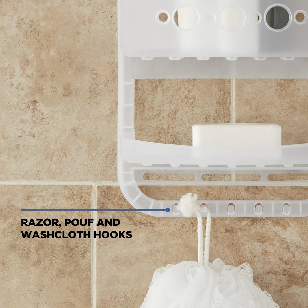 Heavy Duty Over Shower Caddy with 2 Shelves Deep Basket