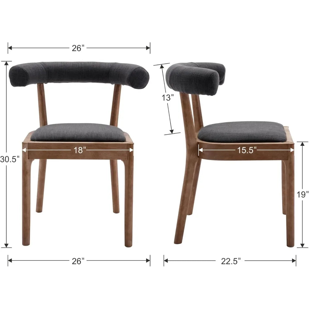 Wood Dining Chairs Set of 4, Mid Century Modern Living Room with Unique Curved Open Back
