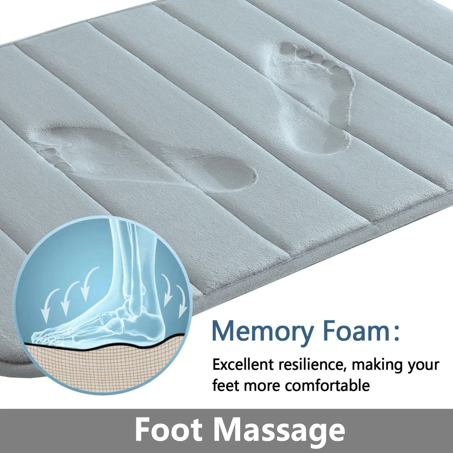 Super Absorbent Bath Mat Memory Foam Carpet Non-slip Bathroom Rug