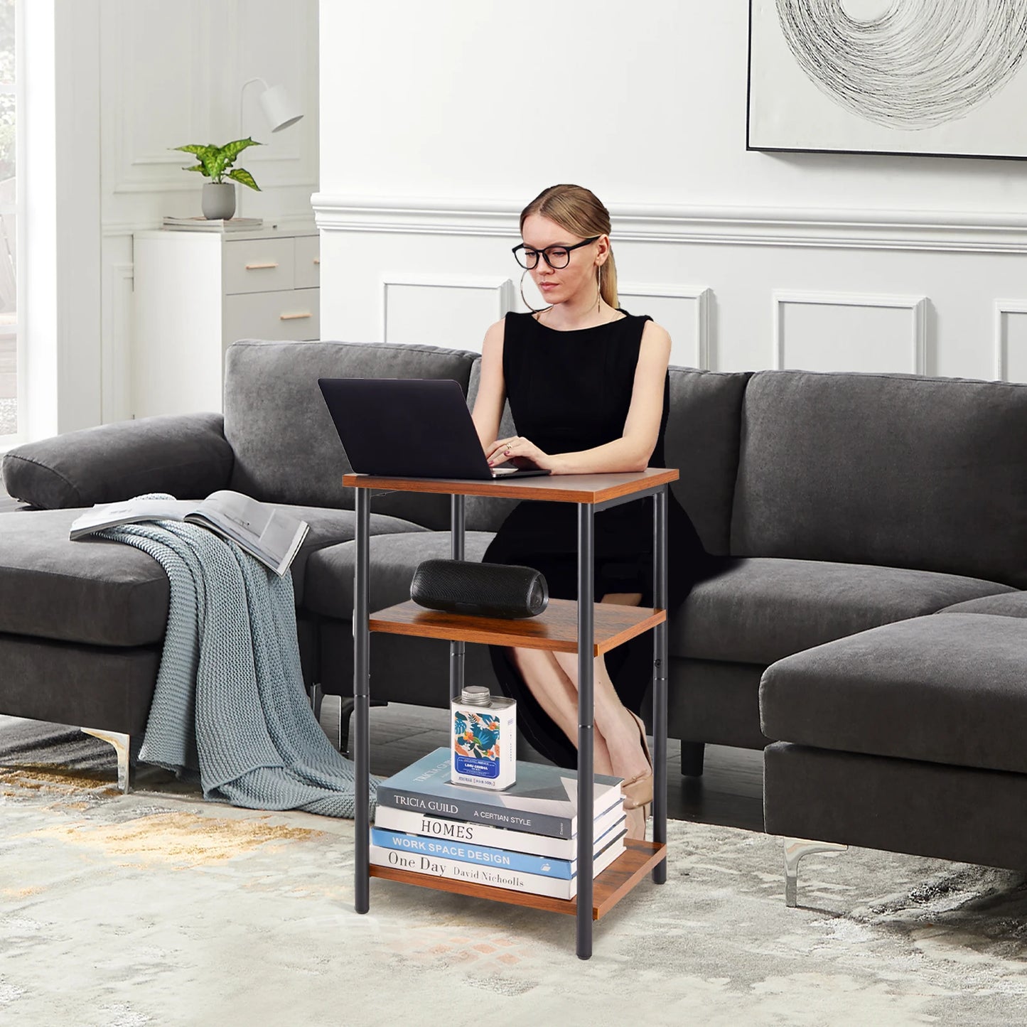 2/3-Tier End Table with Adjustable Feet