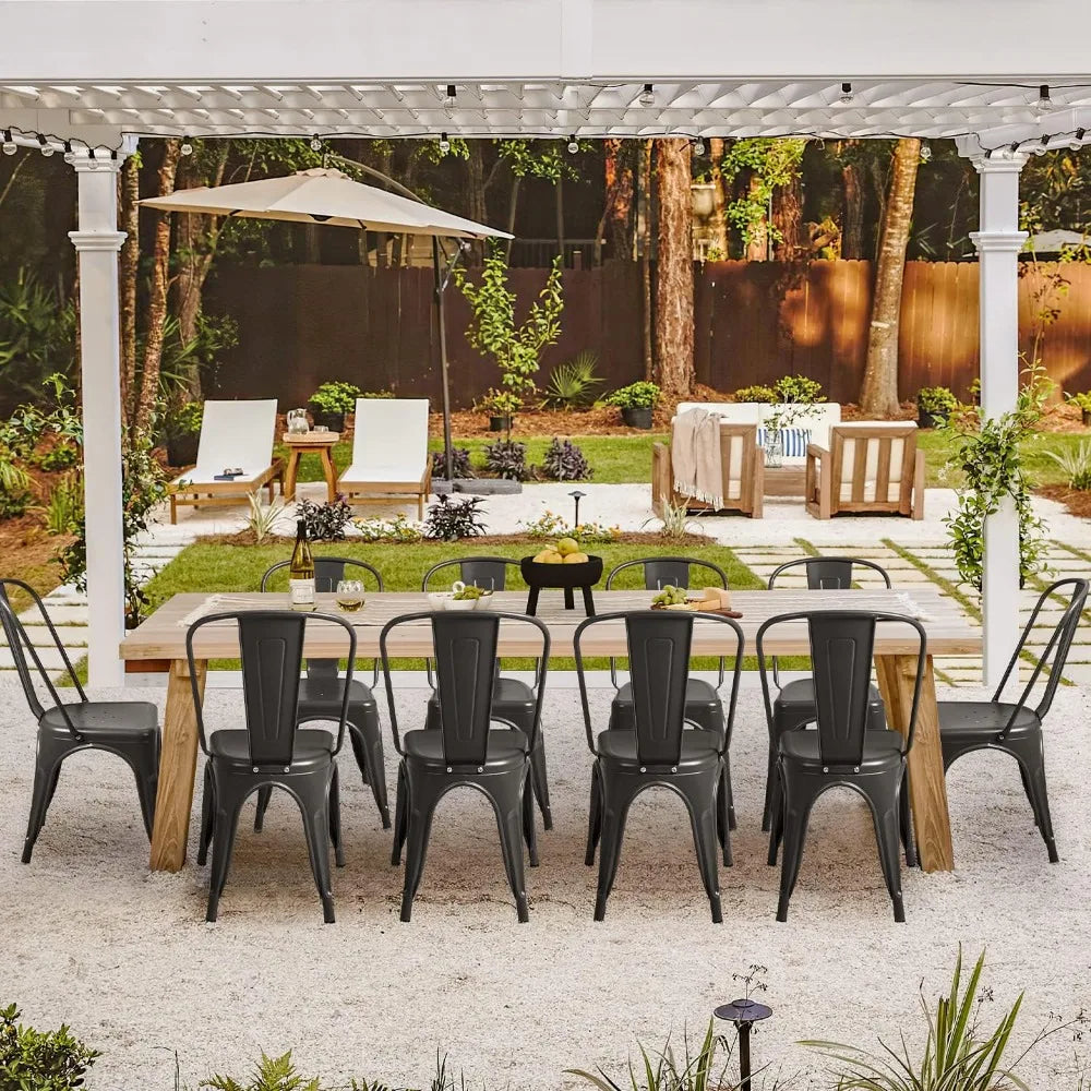 Set of 4, Metal Stackable Dining Chair, Indoor - Outdoor Use