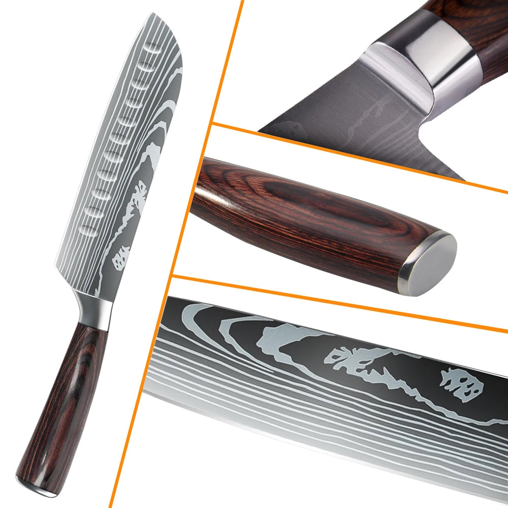 1-10PCS Chef knife Japanese Kitchen Knife Set