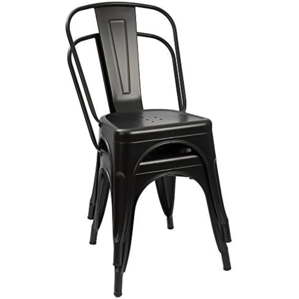 Set of 4, Metal Stackable Dining Chair, Indoor - Outdoor Use