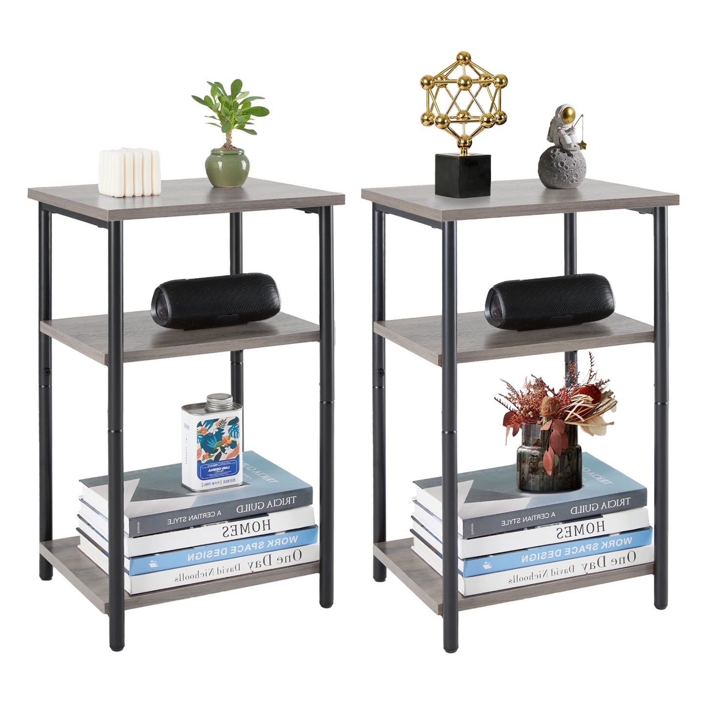2/3-Tier End Table with Adjustable Feet