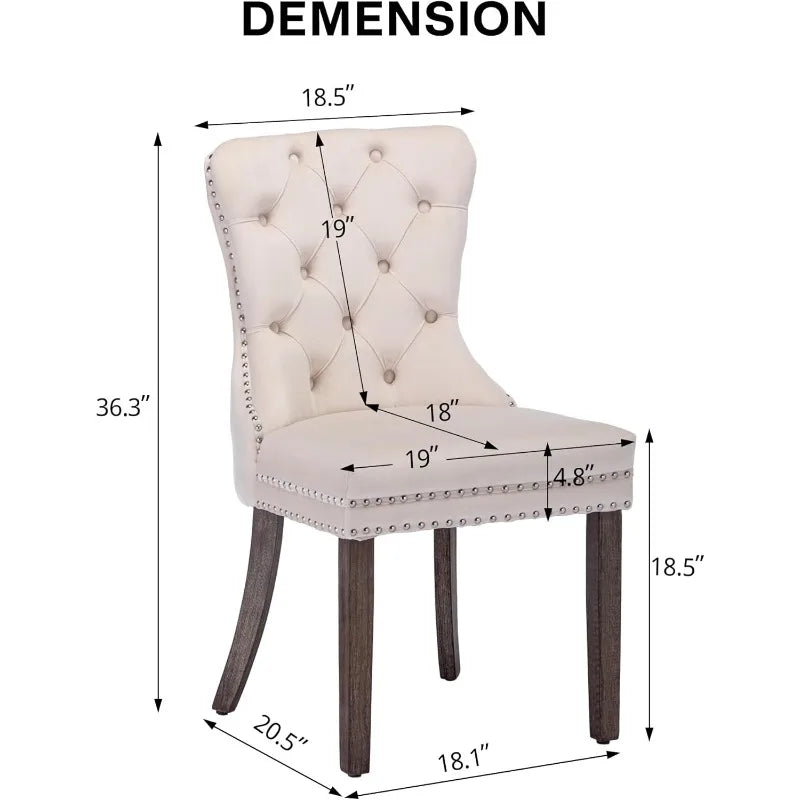 Set of 4, KCC Velvet Dining Chairs, Upholstered High-end Tufted Dining Room Chair