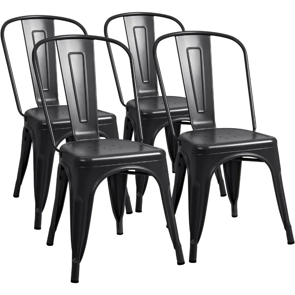 Set of 4, Metal Stackable Dining Chair, Indoor - Outdoor Use