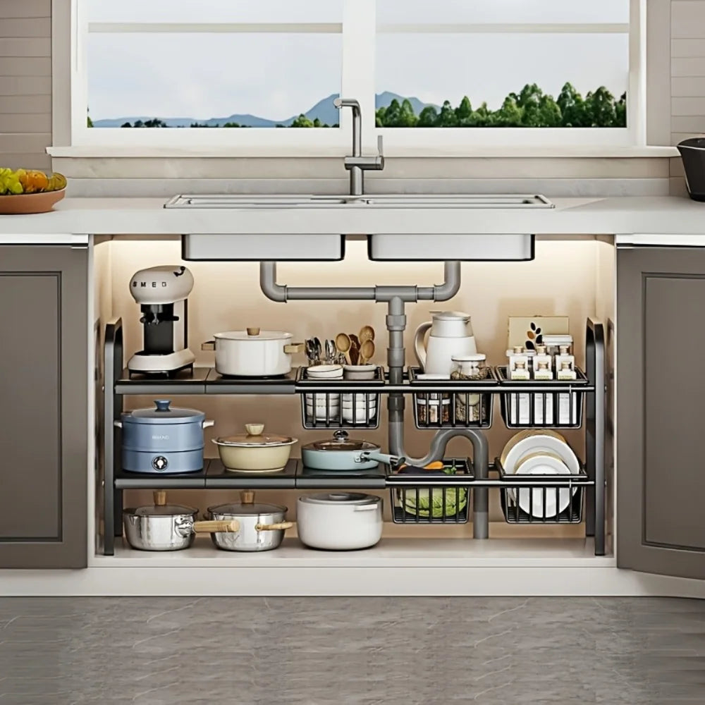 HOMEFISH 1pc 2-Tier Under Sink Organizers