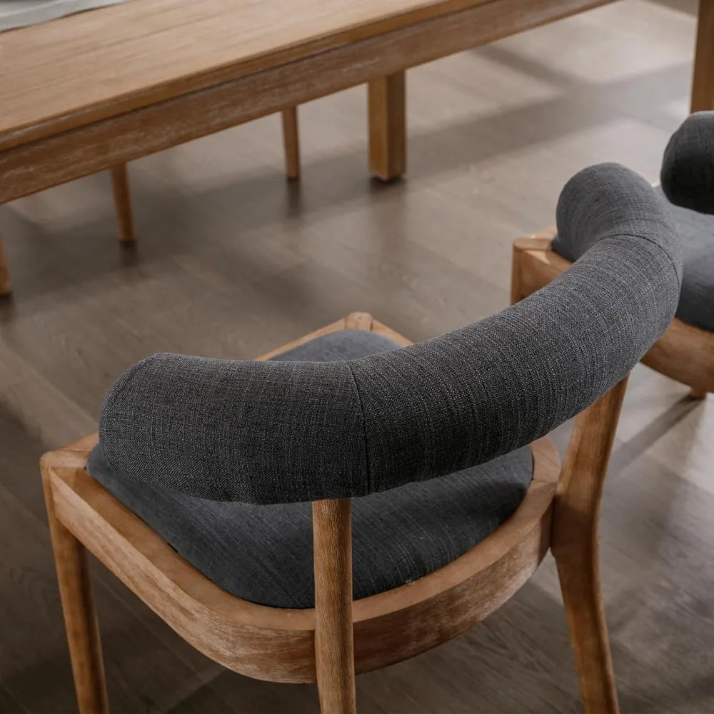 Wood Dining Chairs Set of 4, Mid Century Modern Living Room with Unique Curved Open Back
