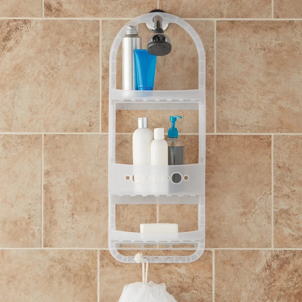 Heavy Duty Over Shower Caddy with 2 Shelves Deep Basket
