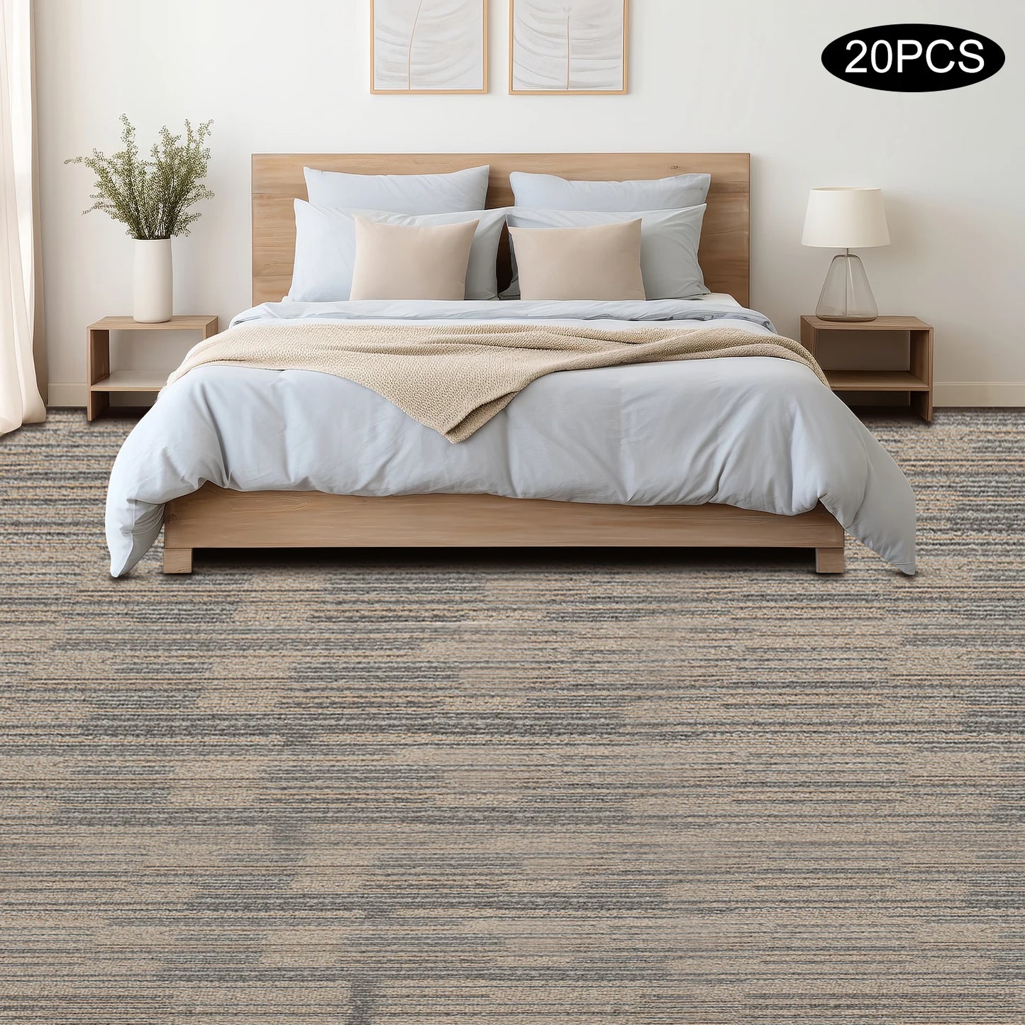 20Pcs Square Carpets, 20x20", Soft Padded Tile, Washable