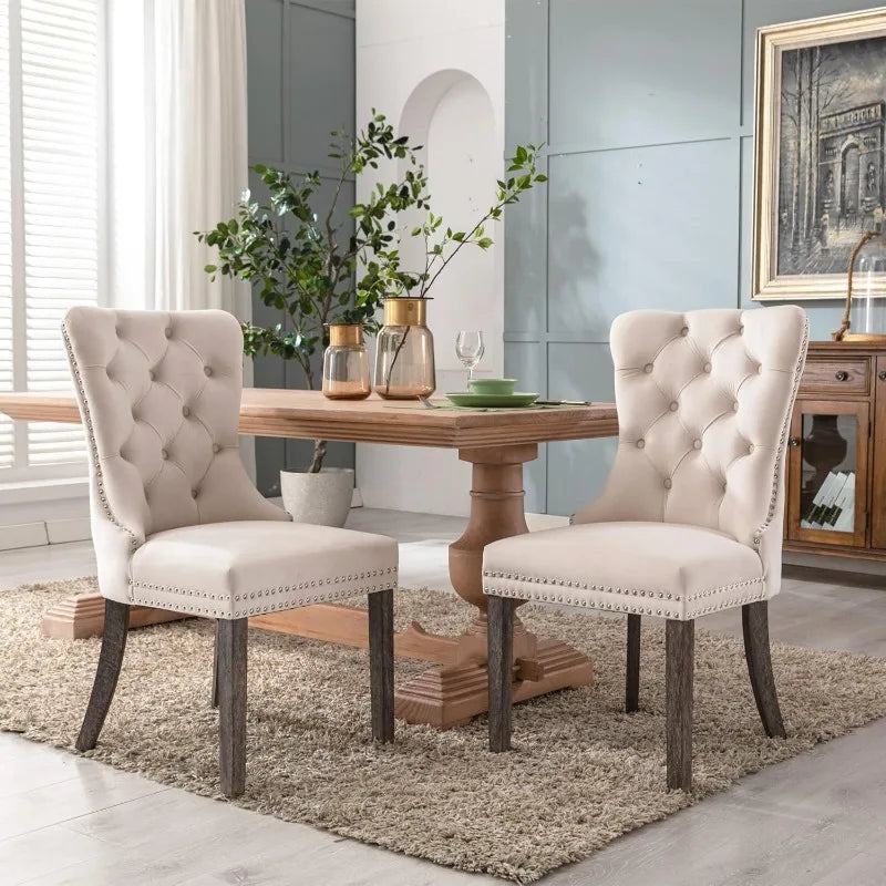 Set of 4, KCC Velvet Dining Chairs, Upholstered High-end Tufted Dining Room Chair