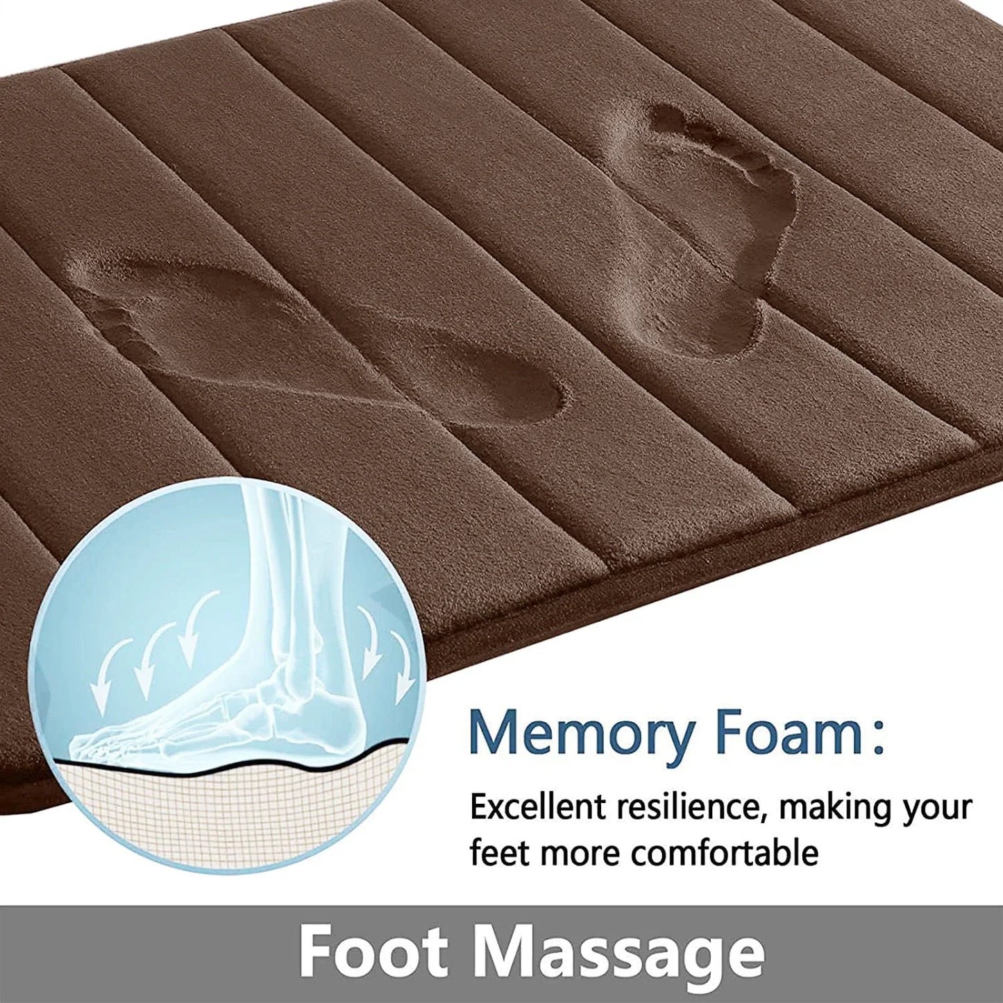 Super Absorbent Bath Mat Memory Foam Carpet Non-slip Bathroom Rug