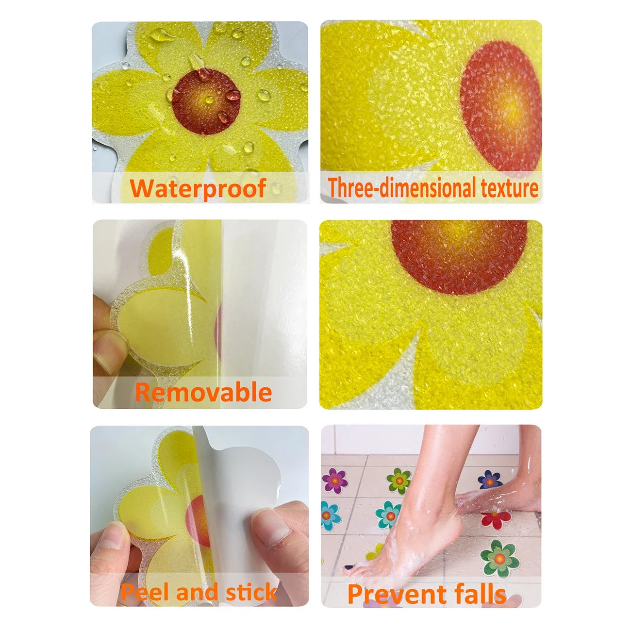 10pcs Cartoon Pattern Bathroom Bathtub Non-Slip Stickers