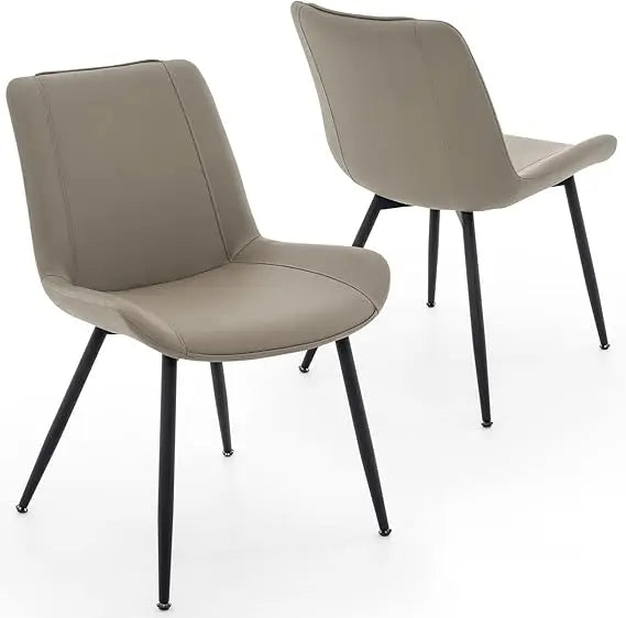 Dining Chairs Set of 2, PU Leather Modern Armless Kitchen Dining Room Chairs, Upholstered Accent Side Chairs with Metal Legs