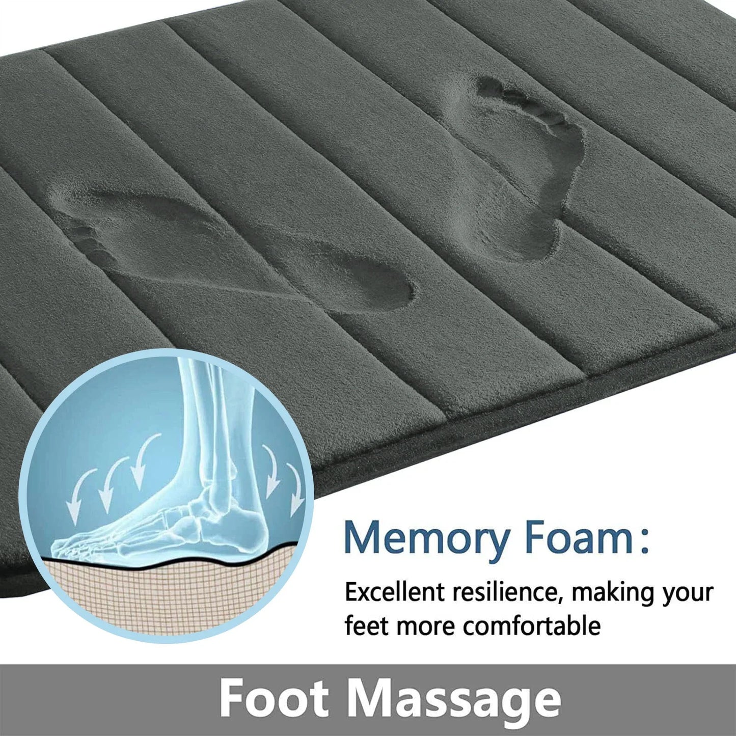 Super Absorbent Bath Mat Memory Foam Carpet Non-slip Bathroom Rug