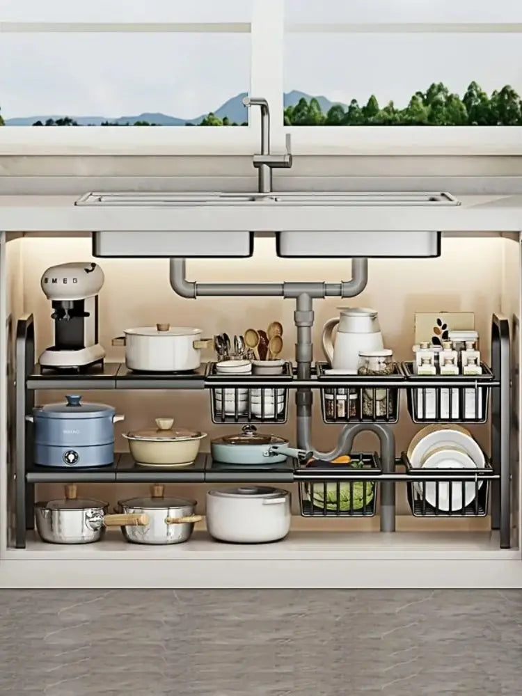 HOMEFISH 1pc 2-Tier Under Sink Organizers