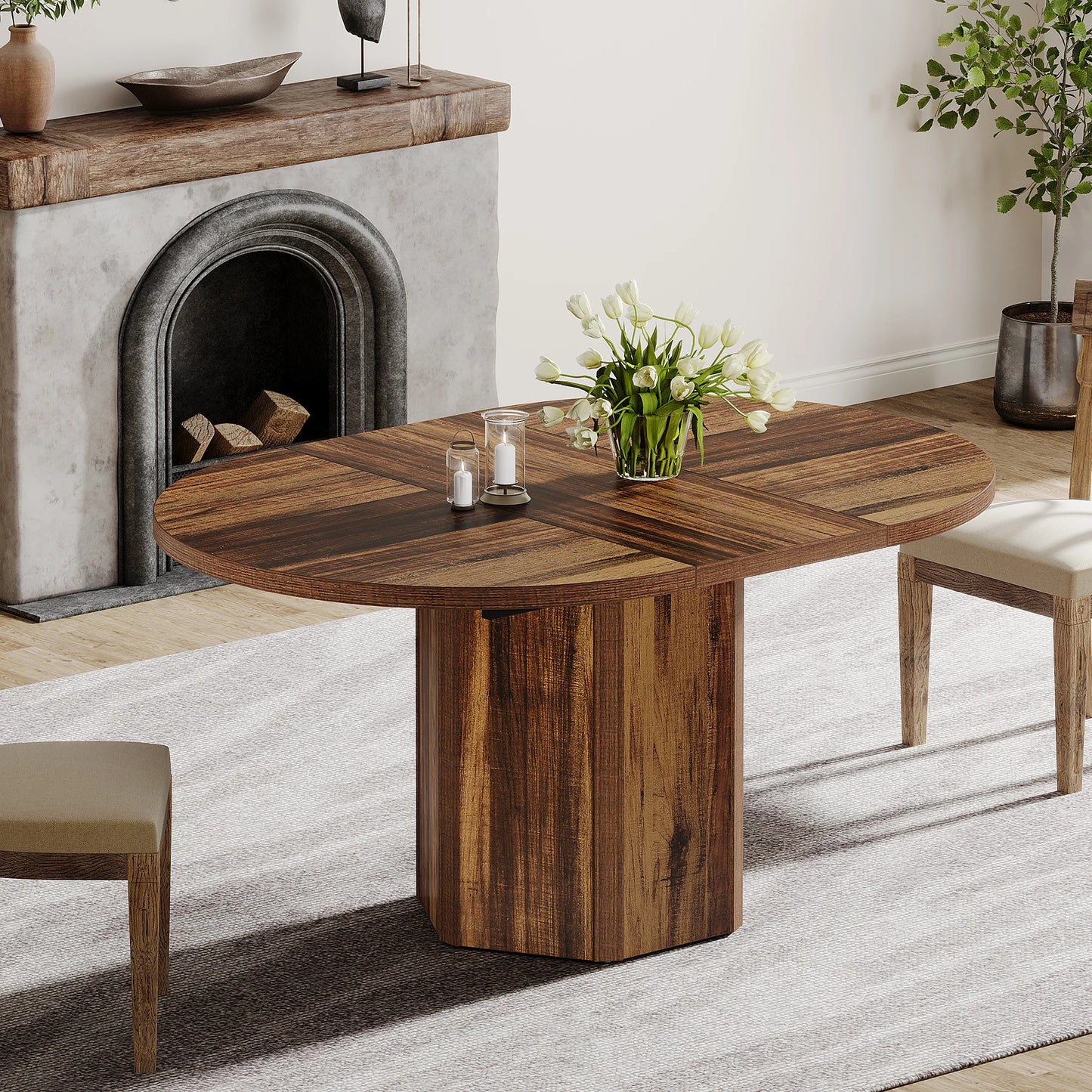 Table for 4-6 people, 55.12 Inches Oval Dining Table