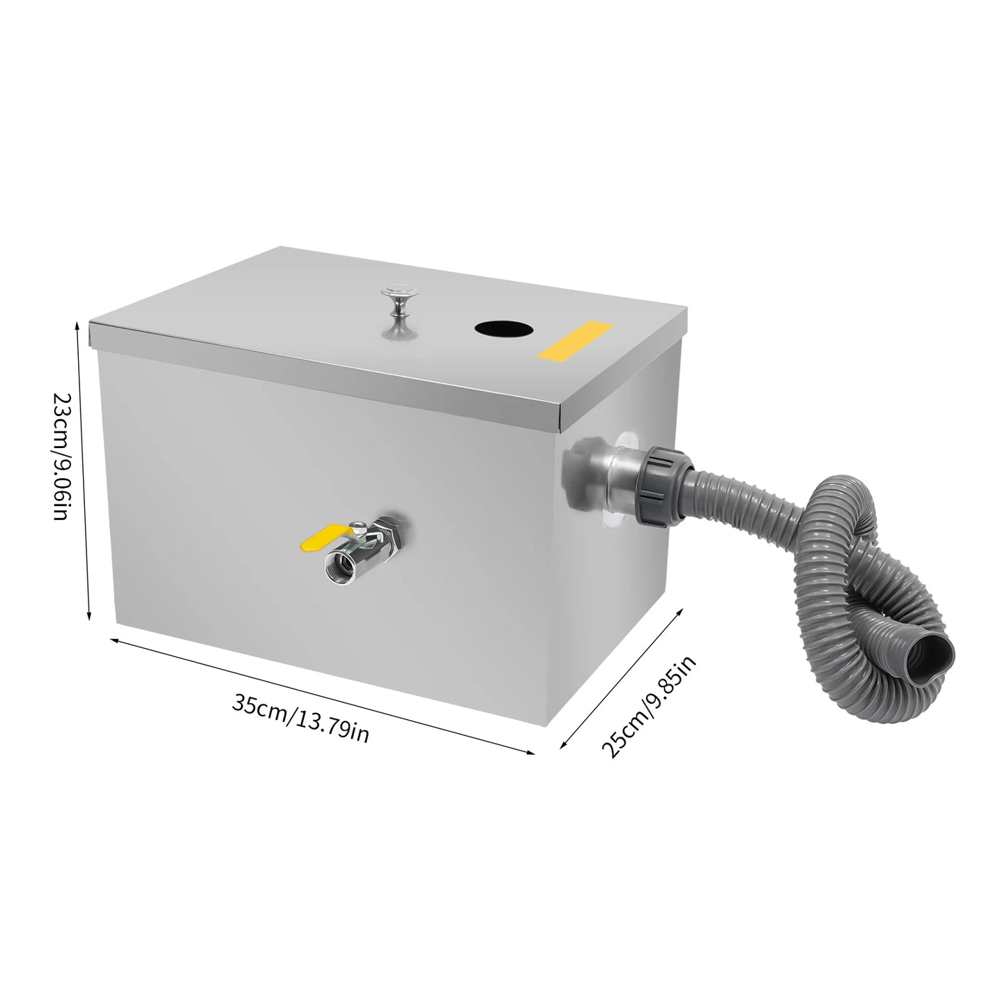 20L Commercial Grease Trap, Stainless Steel Grease Interceptor w/Automatic Shut-off