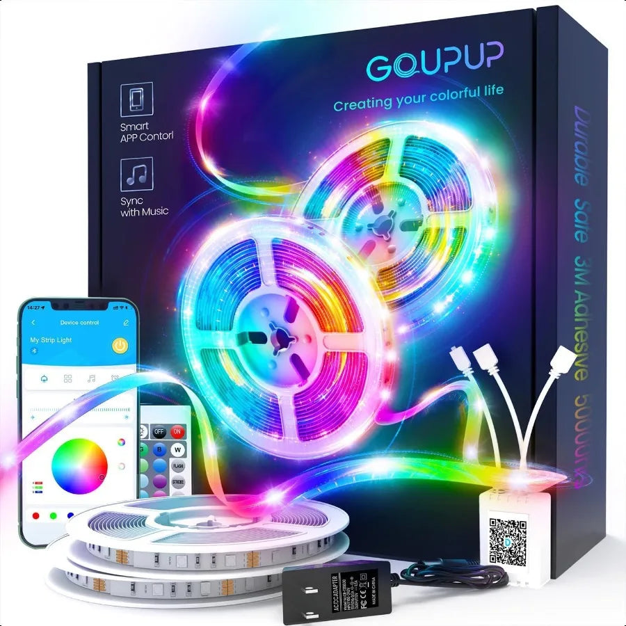 100ft LED Strip Rope Lights Bluetooth APP Color Changing