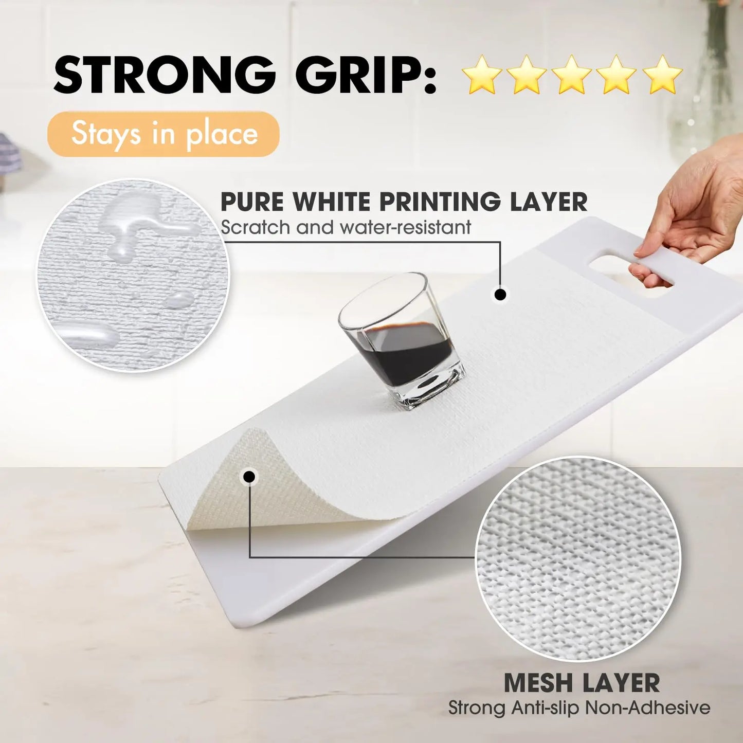 1pc Drawer and Shelf Liner for Kitchen Cabinet, Non-Adhesive Non-Slip Waterproof
